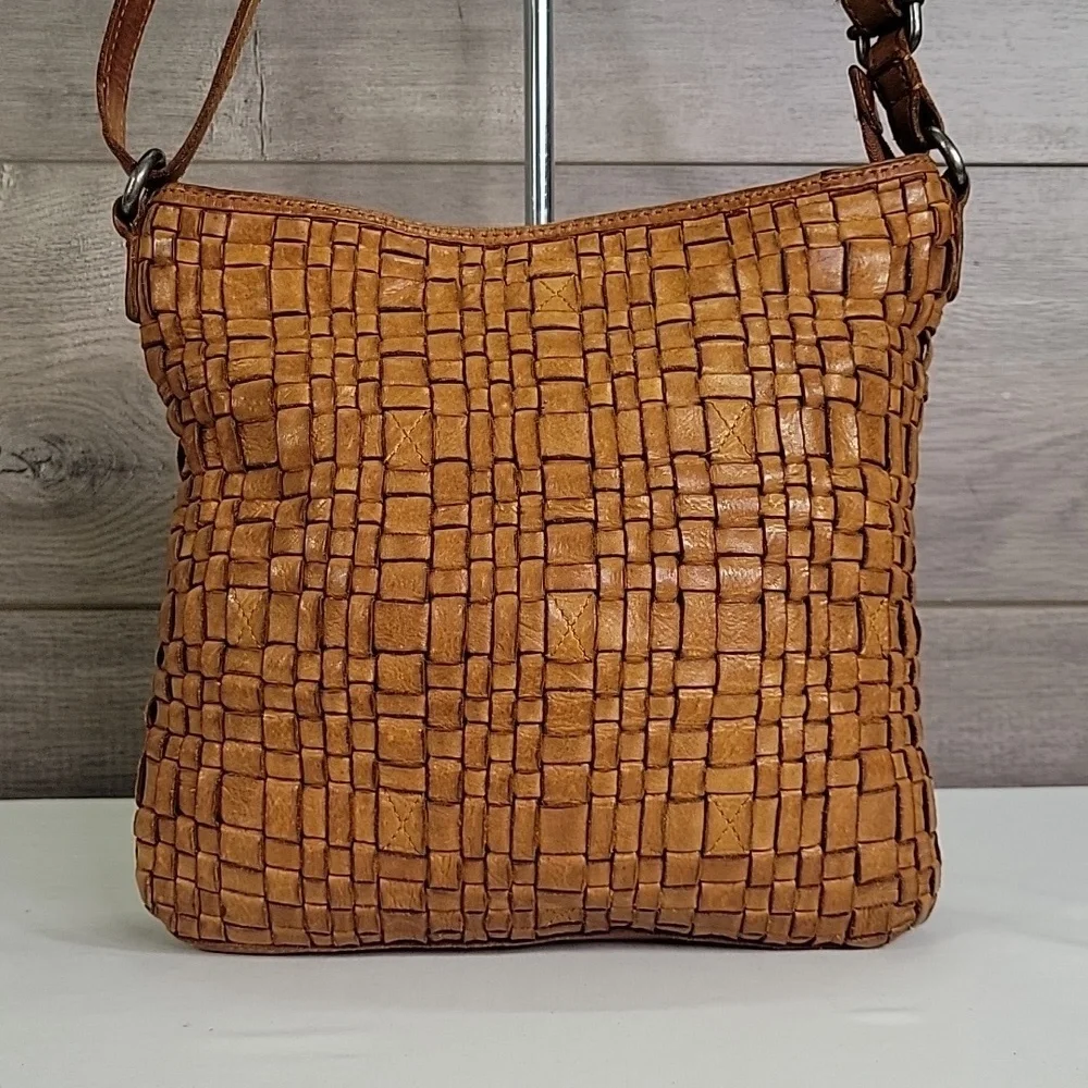 Vilenca Holland for Anthroplogie Brown Woven Leather Crossbody Shoulder Bag